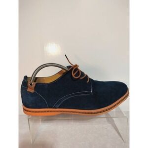 Dadawen blue suede oxford shoes with brown laces men size 13 EU size 47